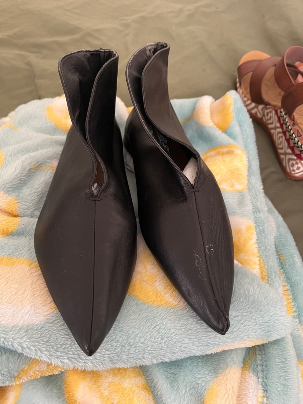 Sleek Black Pointed Ankle Heeled Boots
